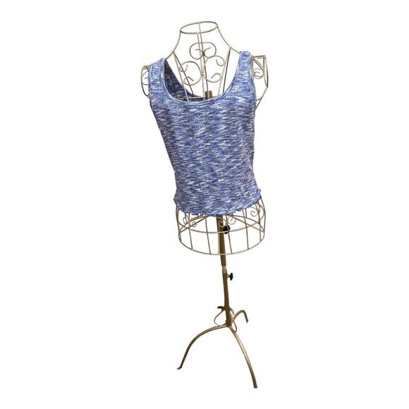 NWT Maronie blue and white lettuce hem tank size M - Picture 2 of 9